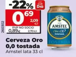 Amstel - Cerveza Oro 0.0 Tostada