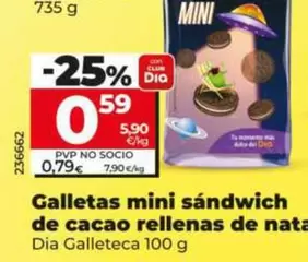 Dia - Galletas mini sandwich de cacao rellenas de nata