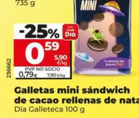 Dia - Galletas mini sandwich de cacao rellenas de nata