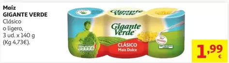 Maiz Ligero Gigante Verde 3x140g