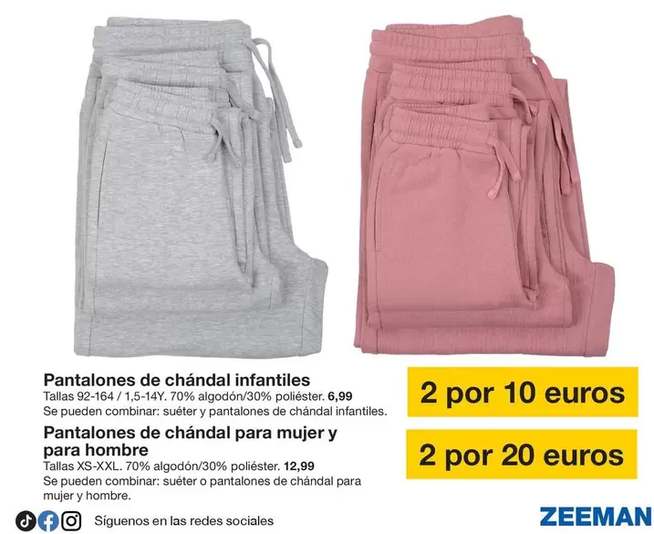 Zeeman - Pantalones De Chándal Infantiles/Pantalones De Chandal Para Mujer Y Para Hombre