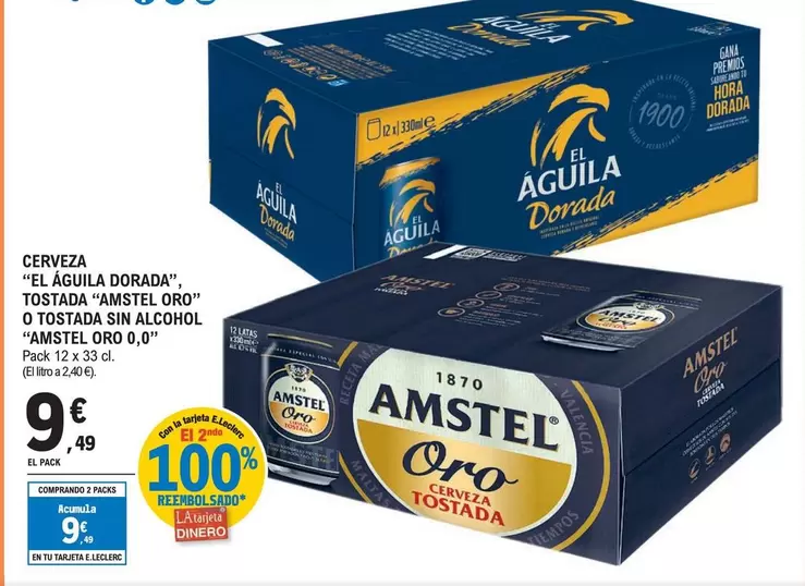 El Águila / Amstel - Cerveza Tostada Oro O Tostada Sin Alcohol Oro 0,0