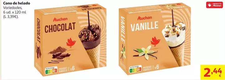 Conos Nata Y Fresa Auchan Packx6 120ml 415g
