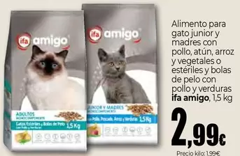 Ifa Amigo - Alimento Para Gato Junior Y Madres Con Pollo, Atún, Arroz Y Vegetales O Estériles Y Bolas De Pelo Con Pollo Y Verduras