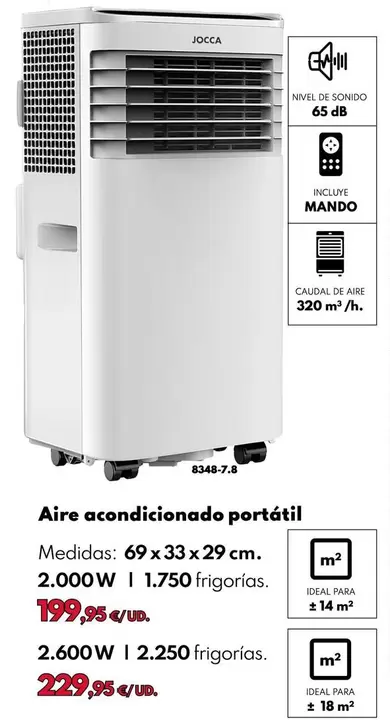 Jocca - Aire Acondicionado Portátil - 7000btu/h 785w