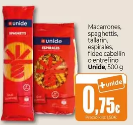 Unide - Macarrones, Spaghettis, Tallarin, Espirales, Fideo Cabellin O Entrefino