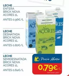 Nova Açores - Leche Entera Brick/Leche Desnatada Brick/Leche Semidesnatada Brick