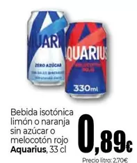 Aquarius - Bebida Isotónica Limón O Naranja Sin Azúcar O Melocotón Rojo