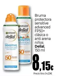 Delial - Bruma Protectora Sensitive Advanced FP50+ Clasica O Anti Arena Ninos