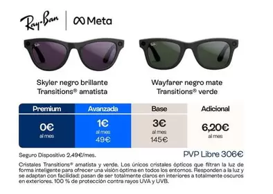 Ray-Ban - Skyler Negro Brillante Transitions Amatista/Wayfarer Negro Mate Transitions Verde