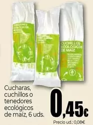 Cucharas, Cuchillos O Tenedores Ecológicos De Maiz, 6 Uds.