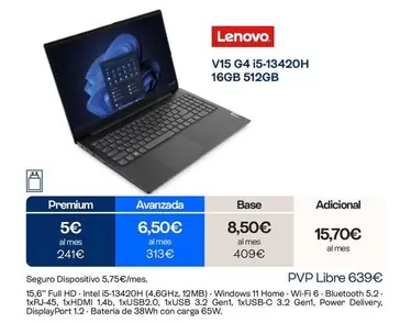 Lenovo - V15 G4 I5-13420H