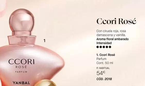 Yanbal - Ccori Rosé Con Circuela Roja, Rosa Damascena Y Vainilla. Aroma Floral Ambarado Intensidad