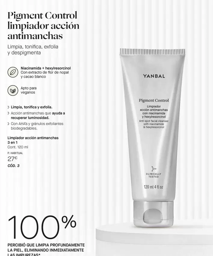 Yanbal - Pigment Control Limpiador Acción Antimanchas