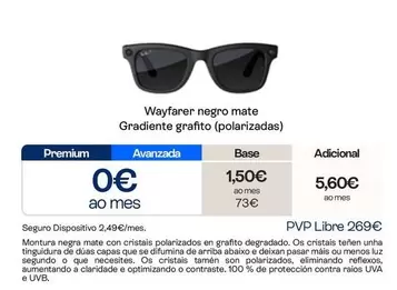 Ray-Ban - Wayfarer Negro Mate Gradiente Grafito (Polarizadas)