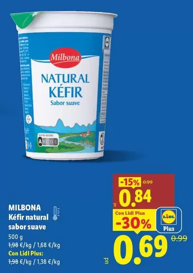 Milbona - Kefir Natural Sabor Suave
