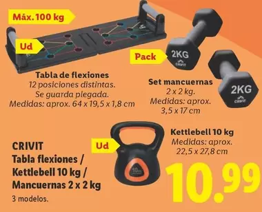 Crivit - Tabla Flexiones / Kettlebell / Mancuernas