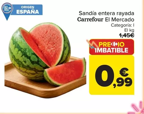 Carrefour El Mercado - Sandía Entera Rayada