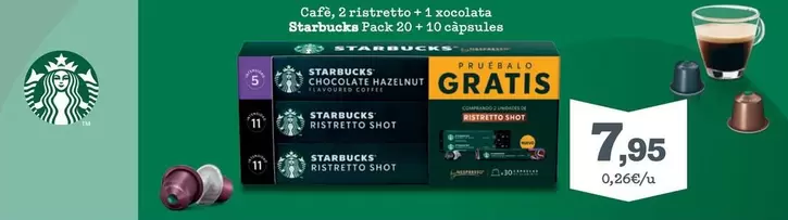 Starbucks - Cafè, 2 Ristretto + 1 Xocolata
