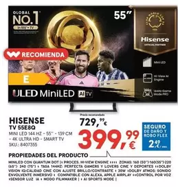 Hisense - Tv 55E8Q Mini Led, 55", 4K Ultra HD, Smart Tv