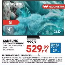 Samsung - TV TQ65Q7F5AUXXC QLED, 65", 4K, Smart Tv AI