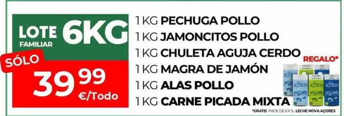 1 Kg Pechuga Pollo, 1 Kg Jamoncitos Pollo, 1 Kg Chuleta Aguja Cerdo, 1 Kg Magra De Jamon, 1 Kg Alas Pollo, 1 Kg Carne Picada Mxta