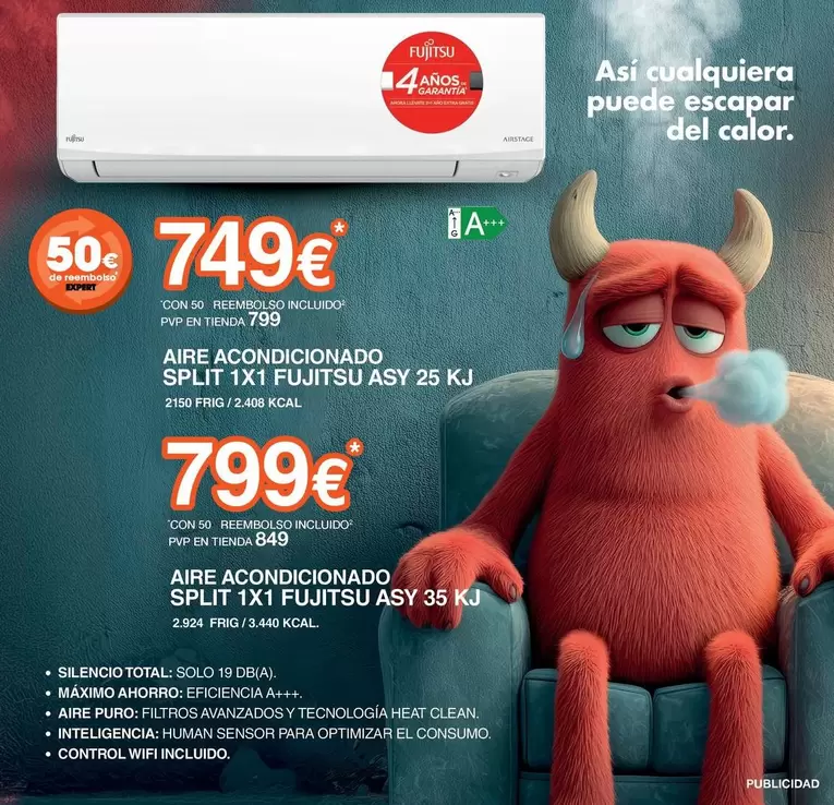 Fujitsu - Aire Acondicionado Split 1x 1 Asy