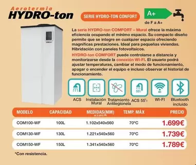Aerotermia HYDRO-ton SERIE HYDRO-ton Confort