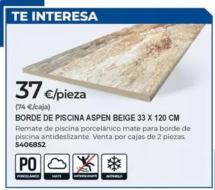 Borde De Piscina Assen Beige 33 X 120 Cm
