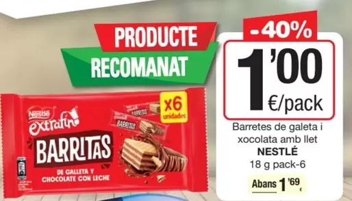 Nestlé - Barretes De Galeta I Xocolata Amb Llet