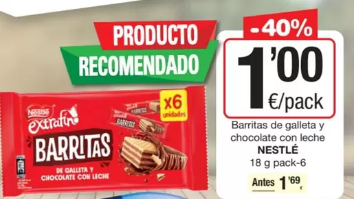 Nestlé - Barritas De Galleta Y Chocolate Con Leche