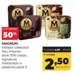 Magnum - Helado Collection Frac, Intense Dark 70% Cacao, Signature Melocoton O Pistacho