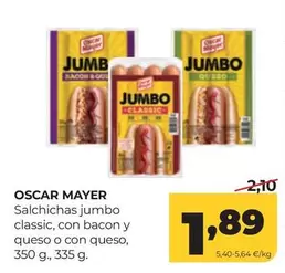 Oscar Mayer - Salchichas Jumbo Classic, Con Bacon Y Queso O Con Queso