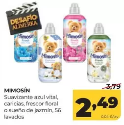 Mimosín - Suavizante Azul Vital, Caricias, Frescor Floral O Sueno De Jazmín, 56 Lavados