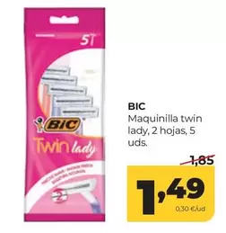 BIC - Maquinilla Twin Lady, 2 Hojas, 5 Uds.