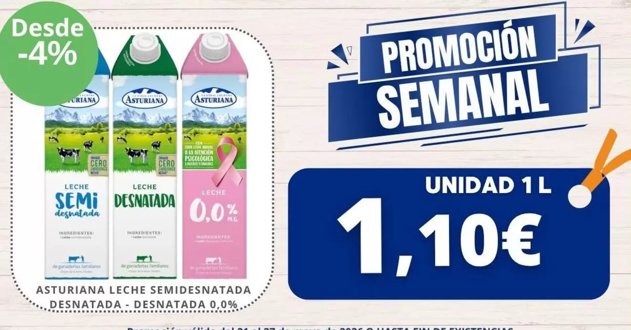 Asturiana - Leche Semidesnatada Desnatada Desnatada 0,0%