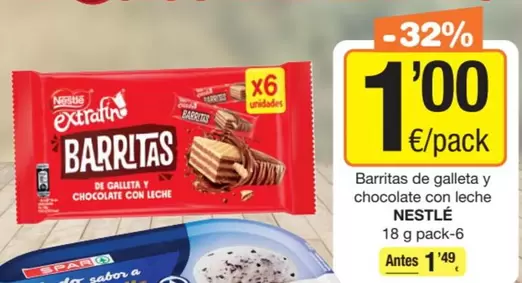 Nestlé - Barritas De Galleta Y Chocolate Con Leche