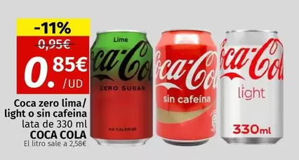 Coca-Cola - Zero Lima/Light O Sin Cafeina
