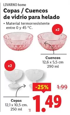 Livarno Home - Copas/Cuencos De Vidrio Para Helado