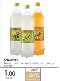 Schweppes - Refresco De Limón, Naranja Y Limón Zero Con Gas