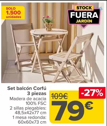 Set Balcon Corfu 3 Piezas