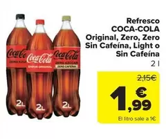 Coca-Cola - Refresco Original, Zero, Zero Sin Cafeina, Light O Sin Cafeina