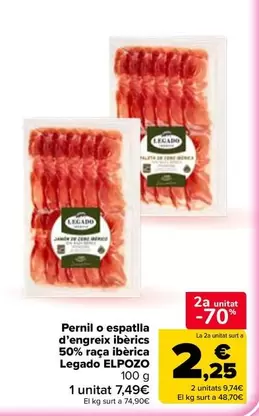 Legado ElPozo - Pernil O Espatlla D'engreix Iberics 50% Raca Iberica