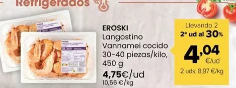 Eroski - Langostino Vannamei Cocido 30-40 Piezas/ Kilo