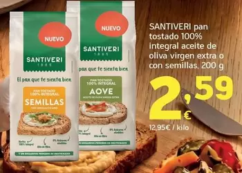 Santiveri - Pan Tostado 100% Integral Aceite De Oliva Virgen Extra O Con Semillas