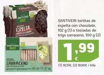 Santiveri - Tortitas De Espelta Con Chocolate, O Tostadas De Trigo Sarraceno