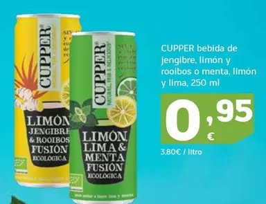 Cupper - Bebida De Jengibre, Limon Y Rooibos O Menta, Limon Y Lima