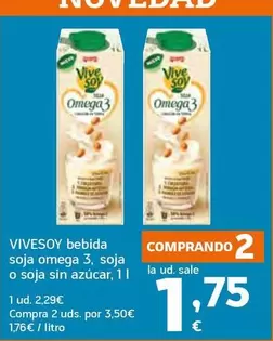 ViveSoy - Bebida Soja Omega 3, Soja O Soja Sin Azucar