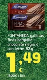 Fontaneda - Galletas Finas Barquillo Chocolate Negro O Con Leche