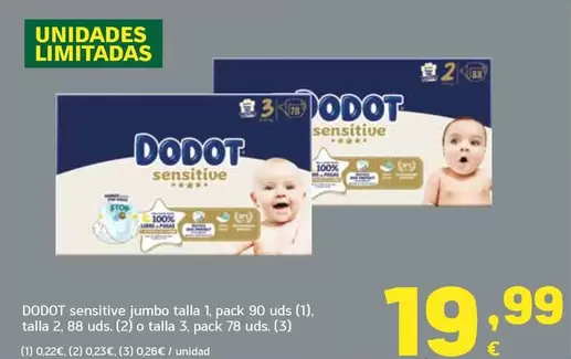 Dodot - Sensitive Jumbo Talla 1, Talla 2, O Talla 3